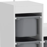 Qaba 3 Layers Toy Storage Organizer Kids Bookshelf Children Toy Storage w/ 6 Plastic Bins, Grey(m-9)