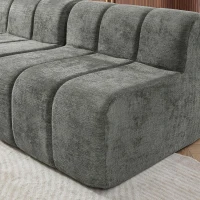 Cozy Semi-Curved Sectional with Stitched Chenille and Ottoman, Chic Floor Sofa with No Assembly, 116.5'' L x 76" W x 25.5" H, Dark Gray(m-8)