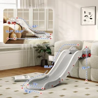 Qaba Extra Length Toddler Slide for Bed, Sofa, Easy to Assemble, Gray(m-3)