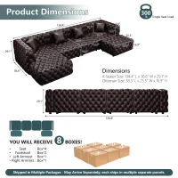 Refined Faux Leather Sectional Sofa with Button Tufting, Cozy Modular 4-Seater Couch for Living Room, 134.5'' L x 36.5"W x 29" H, Dark Brown(m-3)