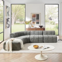 Cozy Semi-Curved Sectional with Stitched Chenille and Ottoman, Chic Floor Sofa with No Assembly, 116.5'' L x 76" W x 25.5" H, Dark Gray(m-4)