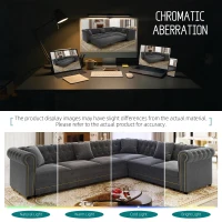 Elegant L-Shaped Sectional with Pull-Out Bed, Soft Velvet Sleeper Sofa with Tufting and Gold Trim, 115.5'' L x 87.5" W x 29" H, Dark Gray(m-6)