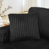 Elegant L-Shaped Modular Sleeper Sectional with Reversible Chaise, Tufted Corduroy Sofa with Arc Footstool, 110.5'' L x 57" W x 25.5" H, Black(m-6)