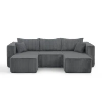 Ultra-Comfy Corduroy Modular Sectional Sofa with High-Density Foam, Smart Compact Couch for Small Space Apartment, 42'' L x 18"W x 17.5" H, Gray(m-10)