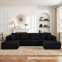 Extra Spacious U-Shaped Modular Sectional Sofa with Foam Cushions, Comfy Sleeper Couch for Living Room Bedroom, 161'' L x 80.5"W x 24.5" H, Black(m-1)