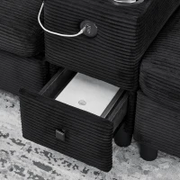 Modern Modular Sectional with All-in-One Storage, Chic L-Shaped Sofa with Cup Holder and Liftable Ottoman, 108.5'' L x 56.5" W x 32" H, Black(m-7)