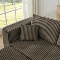 Smart Corduroy Modular Sofa with High-Density Foam, Flexible Compact Sectional for Small Space Apartment, 42'' L x 18"W x 17.5" H, Brown(m-6)