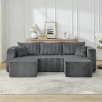 Ultra-Comfy Corduroy Modular Sectional Sofa with High-Density Foam, Smart Compact Couch for Small Space Apartment, 42'' L x 18"W x 17.5" H, Gray(m-1)