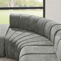 Cozy Semi-Curved Sectional with Stitched Chenille and Ottoman, Chic Floor Sofa with No Assembly, 116.5'' L x 76" W x 25.5" H, Dark Gray(m-6)