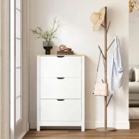 HOMCOM Shoe Storage Cabinet with 3 Flip Drawers and Adjustable Shelves for 12-18 Pairs of Shoes, White(m-9)
