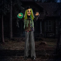 HOMCOM 6.1' Life Size Circus Clown Outdoor Halloween Decoration, Sound and Motion Activated w/ Light Up Eyes for Party(m-2)