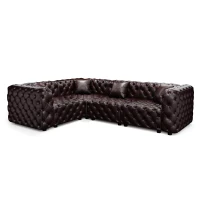 Grand Faux Leather L-Shaped Sofa with Button Tufting, Sophisticated Modular 4-Seater Couch for Living Room, 103.5'' L x 75"W x 29" H, Dark Brown(m-13)