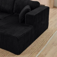 Modern U-Shaped Sectional with Plush Foam and Wide Seating, Versatile Corduroy Couch with No Assembly, 132.5'' L x 61" W x 25.5" H, Black(m-4)