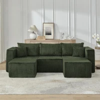 Minimalist Corduroy Modular Sofa with High-Density Foam, Smart Compact Sectional for Small Space Apartment, 42'' L x 18"W x 17.5" H, Green(m-1)