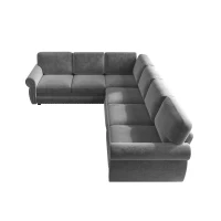 Elegant L-Shaped Sectional with Pull-Out Bed, Chic Chenille Sleeper Couch with Nailhead Trim, 118'' L x 86.5" W x 36.5" H, Light Grey(m-13)