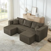 Smart Corduroy Modular Sofa with High-Density Foam, Flexible Compact Sectional for Small Space Apartment, 42'' L x 18"W x 17.5" H, Brown(m-5)