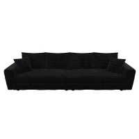 Cozy Corduroy Cloud 4-Seat Sofa with 3 Ottomans, Handy Convertible Lounge Chair for Apartment Office, 102.5'' L x 35.5"W x 25.5" H, Black(m-13)