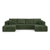 Versatile U-Shaped Modular Sectional Sofa with Foam Cushions, Modern Sleeper Couch for Living Room Bedroom, 132.5'' L x 61"W x 25.5" H, Green(m-9)