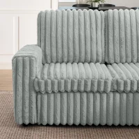 Modern Striped Corduroy U-Shaped Sofa with Pull-Out Bed, Versatile Storage Chaise Couch for Living Room Bedroom, 114'' L x 90"W x 37" H, Grey(m-9)