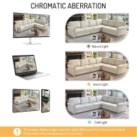 Spacious L-Shaped Sectional Sofa with Pull-Out Bed, Elegant Sleeper Couch for Living Room and Office, 118'' L x 86.5" W x 36.5" H, Beige+White(m-4)