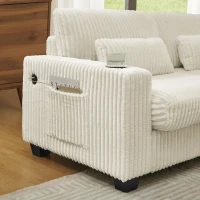 Cozy L-Shaped Sectional with Detachable Ottoman, Versatile Modular Sofa with Storage Pockets and Cup Holders, 124.5'' L x 31.5" W x 30" H, Beige(m-7)