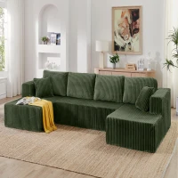 Cozy U-Shaped Modular Sectional Sofa with Spring Cushions, Space-Efficient Sleeper Couch for Living Room, 132.5'' L x 61"W x 25.5" H, Green(m-4)
