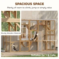 PawHut Catio Playground Cat Window Box Outside Enclosure for Multiple Cats w/ Shelves & Bridges, Yellow(m-7)