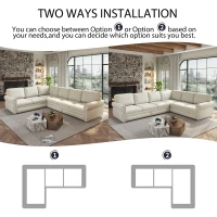 Spacious L-Shaped Sectional Sofa with Pull-Out Bed, Elegant Sleeper Couch for Living Room and Office, 118'' L x 86.5" W x 36.5" H, Beige+White(m-5)
