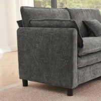 Cozy L-Shaped Sectional with Reversible Chaise and USB Port, Chic Sofa with Storage Drawer and Cup Holder, 137'' L x 58" W x 31" H, Dark Gray(m-6)