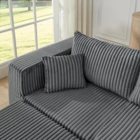 Ultra-Comfy Corduroy Modular Sectional Sofa with High-Density Foam, Smart Compact Couch for Small Space Apartment, 42'' L x 18"W x 17.5" H, Gray(m-6)