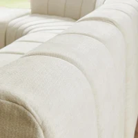 Modern Semi-Curved Sectional with Stitched Chenille and Movable Ottoman, Chic Floor Sofa with No Assembly, 116.5'' L x 76" W x 25.5" H, Beige(m-9)
