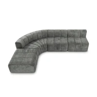 Cozy Semi-Curved Sectional with Stitched Chenille and Ottoman, Chic Floor Sofa with No Assembly, 116.5'' L x 76" W x 25.5" H, Dark Gray(m-11)