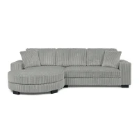 Elegant L-Shaped Modular Sleeper Sectional with Reversible Chaise, Tufted Corduroy Sofa with Arc Footstool, 110.5'' L x 57" W x 25.5" H, Grey(m-11)