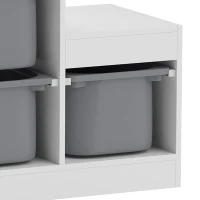 Qaba 3 Layers Toy Storage Organizer Kids Bookshelf Children Toy Storage w/ 6 Plastic Bins, Grey(m-10)
