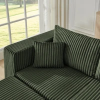 Minimalist Corduroy Modular Sofa with High-Density Foam, Smart Compact Sectional for Small Space Apartment, 42'' L x 18"W x 17.5" H, Green(m-7)