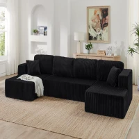 Versatile U-Shaped Modular Sectional Sofa with Spring Cushions, Comfy Sleeper Couch for Living Room Bedroom, 132.5'' L x 61"W x 25.5" H, Black(m-4)
