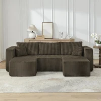 Smart Corduroy Modular Sofa with High-Density Foam, Flexible Compact Sectional for Small Space Apartment, 42'' L x 18"W x 17.5" H, Brown(m-1)