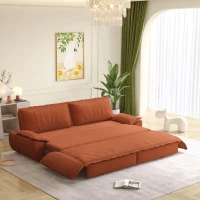 Modern 3-in-1 Sleeper Sofa with Soft Corduroy Upholstery, Versatile Loveseat Bed for Living Room and Bedroom, 73'' L x 33" W x 36" H, Orange(m-9)