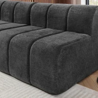 Modern Semi-Curved Modular Sectional Sofa with Movable Ottoman, Cozy Stitched Chenille Couch for Living Room, 116.5'' L x 76"W x 25.5" H, Black(m-9)
