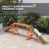 PawHut Dog Agility Ramp, Dog Walk Balance Trainer Equipment w/ Safety Bar, Non-slip Surface, Pet Training Ramp, Orange(m-4)