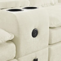 Cozy L-Shaped Sectional with Reversible Chaise and USB Port, Chic Sofa with Storage Drawer and Cup Holder, 137'' L x 58" W x 31" H, Beige(m-8)