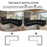 Modern L-Shaped Sectional with Pull-Out Bed, Chic Sleeper Couch with Nailhead Trim and Rolled Arms, 118'' L x 86.5" W x 36.5" H, Black(m-4)