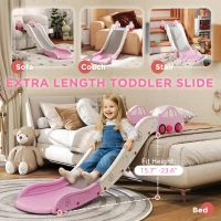 Qaba Extra Length Toddler Slide for Bed, Sofa, Easy to Assemble, Pink(m-4)