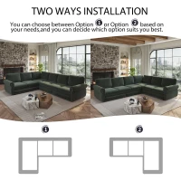 Chic L-Shaped Sectional with Pull-Out Bed and Nailhead Trim, Versatile Chenille Sleeper Sofa for Living Room, 118'' L x 86.5" W x 36.5" H, Green(m-5)