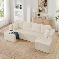 Smart U-Shaped Modular Sectional Sofa with Spring Cushions, Cozy Sleeper Couch for Living Room Bedroom, 132.5'' L x 61"W x 25.5" H, Beige(m-4)
