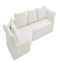 Elegant Modular Sectional with Left Arm and Wide Armrests, Modern Curved Corner Sofa with Throw Pillows, 127'' L x 57" W x 26" H, Beige(m-6)