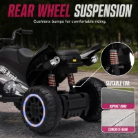 Qaba 12V Kids ATV with Dual Motors, Rear Suspension, 2.2 MPH Max, Light-Up Wheels, Music, Horn, Headlights for 3-6, Black(m-7)