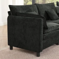 Modern L-Shaped Sectional with Reversible Chaise and USB Port, Chic Sofa with Storage Drawer and Cup Holder, 137'' L x 58" W x 31" H, Black(m-6)