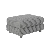 Soft Corduroy Cloud 4-Seat Sofa with Movable Ottoman, Practical Convertible Lounge Chair for Living Room, 102.5'' L x 35.5"W x 25.5" H, Grey(m-13)