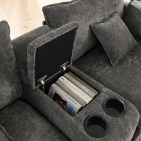 Cozy L-Shaped Sectional with Reversible Chaise and USB Port, Chic Sofa with Storage Drawer and Cup Holder, 137'' L x 58" W x 31" H, Dark Gray(m-8)